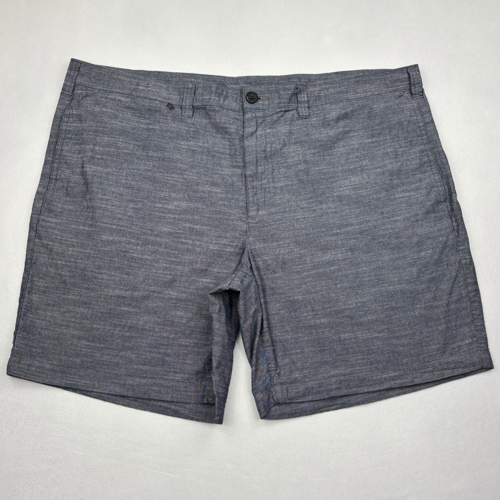 Eddie Bauer Shorts Mens 42 Blue Chambray Chino Cotton Specialty Dyed Walk Shorts